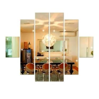 Imagem de Espelho Decorativo Sala de Jantar Kit 6 Peças 70x95cm Reflete Imagem Perfeita