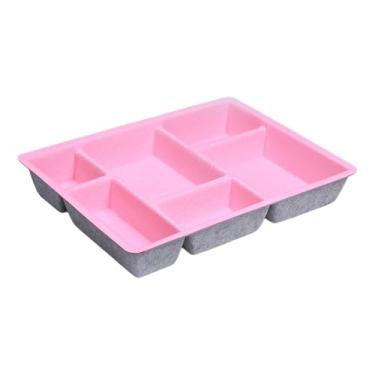 Imagem de MotiveTech Organizador de gavetas de feltro, bandeja, caixa de armazenamento, separadores, divisórias de gavetas para despensa, mesa, escritório doméstico, Cinza Rosa