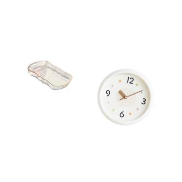 Imagem de Fenteer Conjunto de Bandeja Multifuncional Elegante E Relógio de Parede Decorativo Moderno para Casa, Escritório, Banheiro, Penteadeira, Armazenamento de Café
