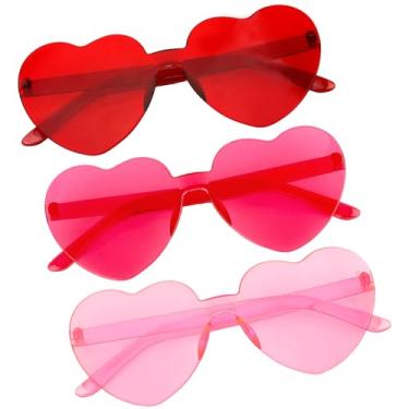 Imagem de Óculos de sol em forma de coração para mulheres verão, Vermelho + rosa + rosa