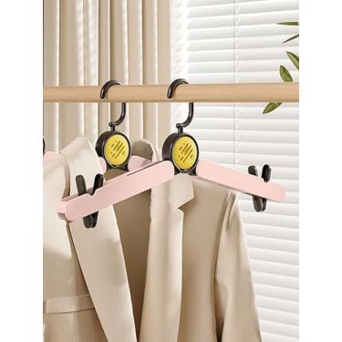 Imagem de Cabide de roupas dobrável portátil com estojo perfumado, suporte de secagem para viagem, rosa