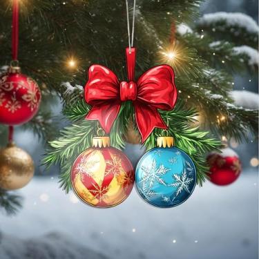 Imagem de Enfeites de Natal bola colorida de cristal, enfeites de árvore de Natal feitos à mão, decoração de carro e casa - presentes de Natal, decoração de artesanato em acrílico, ideias de troca de presentes