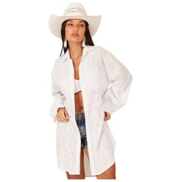 Imagem de Chemise Clássica Broderie Branco Yacamim M8, P, Branco