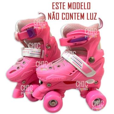 Imagem de Patins Infantil 4 Rodas Sem Led Menino Menina Preto Rosa Azul - chivid