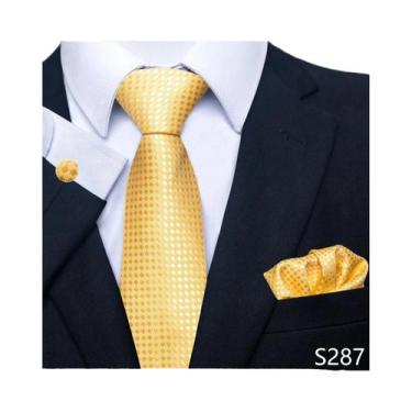 Imagem de Conjunto De Gravata Floral Verde Para Homens Com Abotoaduras E Lenço D