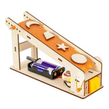 Imagem de Kit científico: correia transportadora de madeira DIY com motor para c
