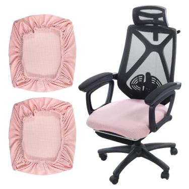 Imagem de 2 peças de capas de cadeira de computador, capas de almofada de assento de cadeira de escritório rosa macio, capa de assento rosa para cadeiras de escritório com rodinhas para cadeiras e costas