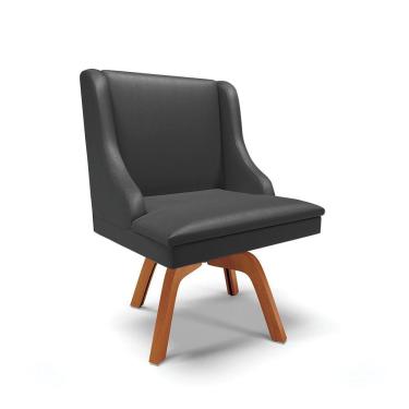 Imagem de Cadeira Corino Preto Giratória De Madeira