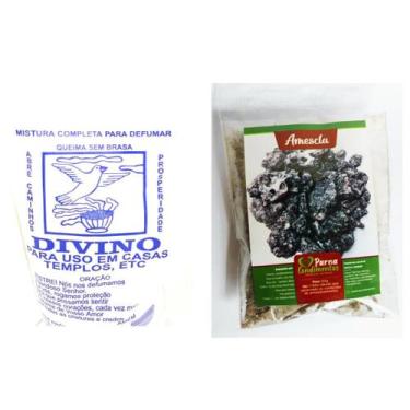 Imagem de Amescla Resina Breu Branco Defumação Sem Brasa Defumador Espiritual Um