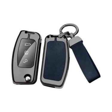 Imagem de Capa Protetora De Chave De Carro Em Couro E Metal Para Fiesta Focus Ec
