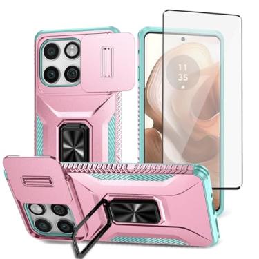 Imagem de Asuwish Capa de telefone para Samsung Galaxy S25 Edge com capa deslizante para câmera de vidro temperado protetor de tela suporte suporte de celular fino robusto protetor de celular S25Edge 25S S 25