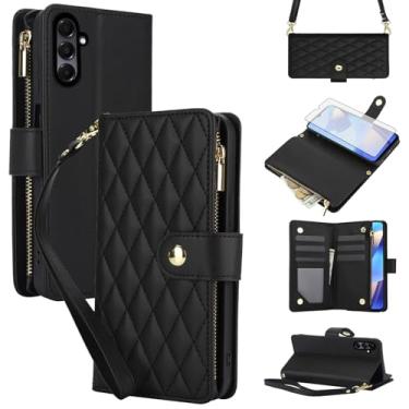 Imagem de Asuwish Capa de celular para Samsung Galaxy A16/A17/A26 5G com protetor de tela de vidro temperado e carteira com zíper, compartimento para cartão, suporte flip celular A 16 17 26 16A 17A 26A 4G