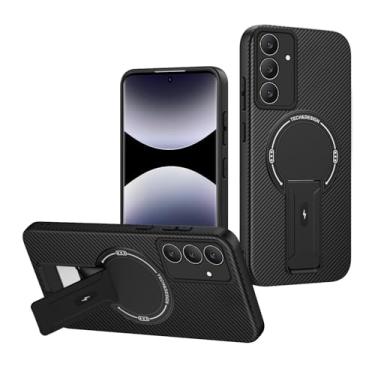 Imagem de Anlalish Capa de fibra de carbono para Samsung S25 FE compatível com Magsafe, capa magnética à prova de choque para Samsung Galaxy S25 FE com suporte (preto)