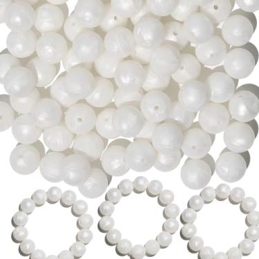 Imagem de 120 contas de silicone Richbunnys de 15 mm para fazer canetas e chaveiros, contas grandes para fabricação de colares e pulseiras, conjunto de contas de borracha sortidas (neve perolada)