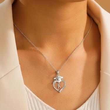 Imagem de Presentes de formatura para a faculdade de 2025, colar com pingente de coração de prata com inicial A-Z, presente de formatura inspirador, presentes de formatura para sua irmã, melhores amigas, 18+2.5