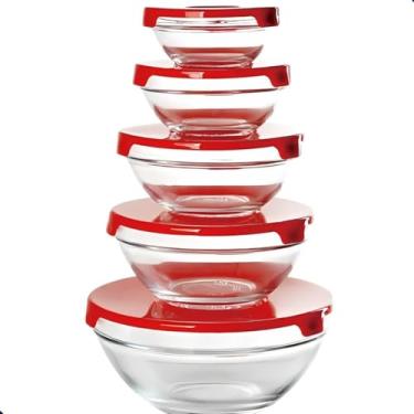Imagem de Conjunto de Potes de Vidro com 5 peças Vermelho