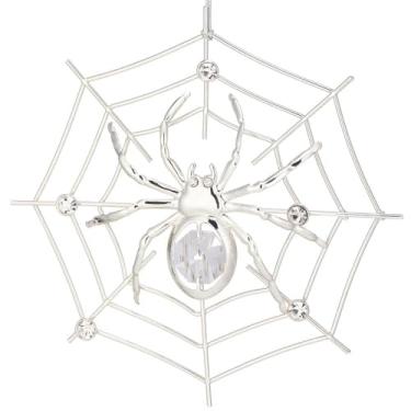 Imagem de Matashi Enfeite de aranha de árvore de Natal banhado a prata com cristais transparentes, presente de enfeite de Natal, decoração de aranha exclusiva para festa de Natal e Halloween com Tinsel Legend