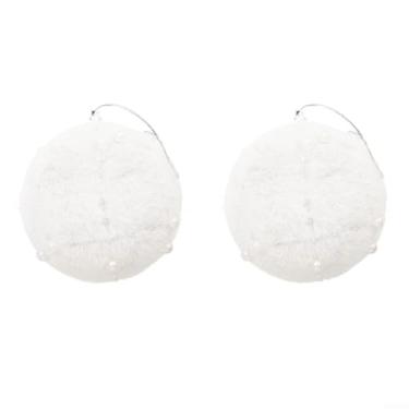 Imagem de Ornamentos de bola de pelúcia de árvore de Natal com pérolas, tamanhos de 10 cm para férias, casamento, festa, grinalda, lareira, cerca e decoração de casa, branco, 2 peças de 10 cm