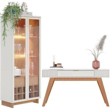 Imagem de Aparador Riveira E Cristaleira Guanabara Off White Freijo - COLIBRI