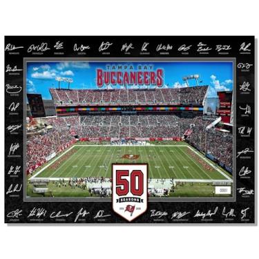 Imagem de BILVAZOG Pôster de Rugby Buccaneers para fãs de festa de aniversário infantil Gitfs-Football 2025 Cartazes de quadra de assinatura - impressão em tela para decoração de quarto de menino