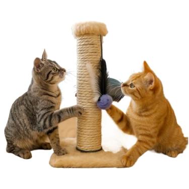 Imagem de Arranhador Para Gatos Com Postes De Sisal E Brinquedo Exclusivo – Ferramenta De Entretenimento(Creme)