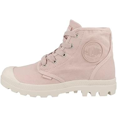 Imagem de Palladium Bota feminina Pampa Hi Boot, lona vegana com cadarço, Fumê rosa, 9.5