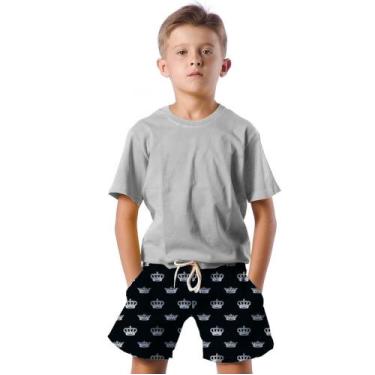Imagem de Shorts Infantil Bermuda Calção Praia Verão Coroas Crown White 432 - SM