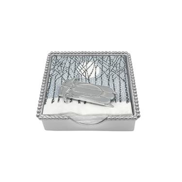 Imagem de MARIPOSA CONJUNTO DE CAIXA DE NAPKIN DUPLA CORRENTE DE TRÊS DE CORRENTE | PRATA | BRILANTE | PRESENTES | CAIXA DE NAPKIN E CONJUNTO DE PESO | ALUMÍNIO SANDCAST RECICLADO | FEITO À MÃO NO MÉXICO