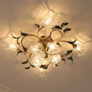 Imagem de Luminária de teto estilo pastoral americano, criatividade francesa, para sala de estar, restaurante, quarto, escritório, casa de campo, café, loja de roupas, decoração em LED, luminária em f