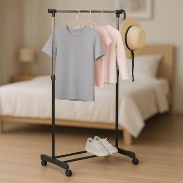 Imagem de Cabideiro Arara De Roupas Aço Regulável Rodinhas E Sapateira