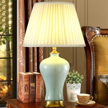 Imagem de Luminária de mesa contemporânea em cerâmica com LED, estilo americano, para sala de estar, quarto, escritório, casa de campo ou hotel, com design retrô e criativo (Estilo 21)