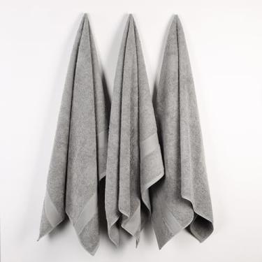 Imagem de Superior Conjunto de 3 toalhas de banho 100% algodão orgânico, uso diário para banheiro, banheiro de hóspedes, secagem rápida, spa, toalhas de resort, absorventes, essenciais para casa, toalhas de