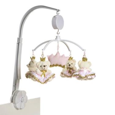 Imagem de Móbile Musical Ursinha Princesa Rosa Quarto Bebê Menina - Potinho de M