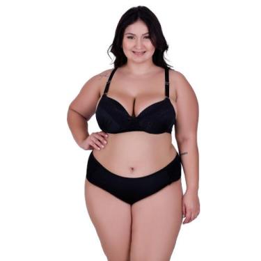 Imagem de Conjunto Sutiã e Calcinha Lingerie Plus Size Cós Alto com Detalhe de R