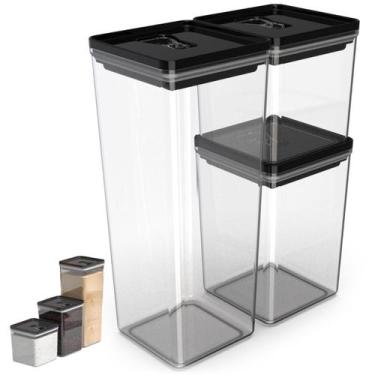 Imagem de Kit Pote Mantimento Hermético Organizador Cozinha Acrílico Tampa Trava