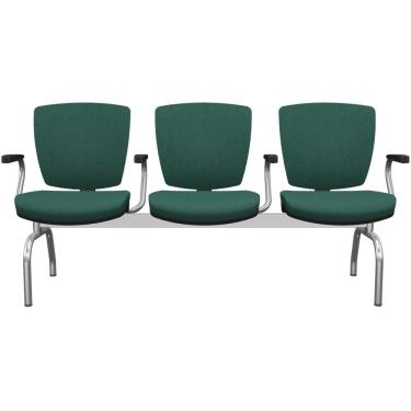 Imagem de Cadeira Longarina 3 Lugares Aeroporto Recepção Cromado Baixa Flexi P03 Poliéster Verde - Lyam