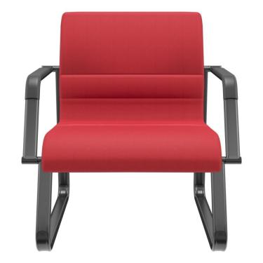 Imagem de Cadeira De Escritório Recepção Com Braço Fixa Preta Lev P03 Crepe Vermelho - Lyam Decor