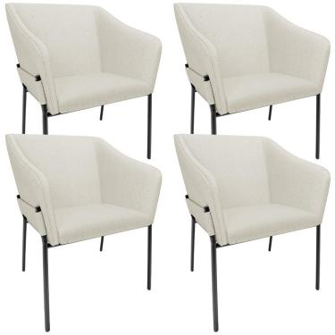 Imagem de Kit 4 Cadeiras Para Sala De Jantar Estar Living Olívia L02 Linho Champagne - Lyam Decor