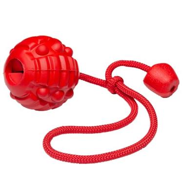 Imagem de Brinquedo para Cachorro Hercules Bola Porta Petisco com Corda, GermanHart, OlimpiX Carne Vermelho, Único