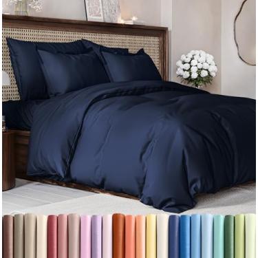 Imagem de Conjunto de capa de edredom super king size - capa de edredom super king extra macia 108 x 98 com 2 fronhas - Hotel de luxo, sem rugas com fechos de zíper e laços - conjunto de cama confortável