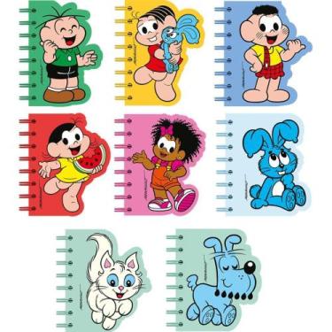 Imagem de Caderneta Espiral Capa Dura Turma da Mônica 60 Folhas Recortado (pacot