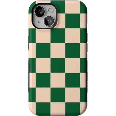 Imagem de Casely Capa para iPhone 13 | Verificação de ajuste | Tabuleiro de xadrez verde | Compatível com MagSafe | Design de capa protetora ousada