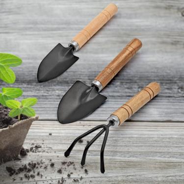 Imagem de Conjunto de 3 ferramentas de jardinagem para jardinagem doméstica de vegetais e flores, pá pequena para vasos de plantas, ferramentas de afrouxamento do solo