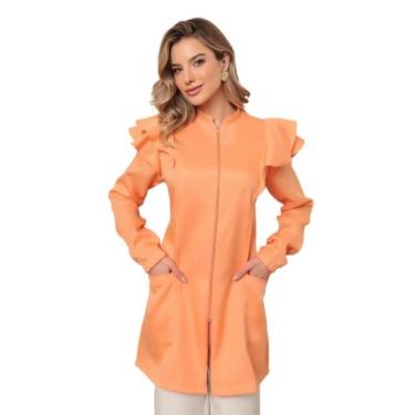 Imagem de Jaleco Feminino Manga Longa Victoria Oxford Zíper Coral Luxo - gardeni