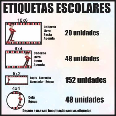 Imagem de Etiqueta Adesiva Escolar em Vinil Tema Personagem Diversos - Dekal Dec