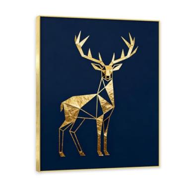 Imagem de Moldura dourada. Pintura de Natal glamorosa minimalista, arte geométrica dourada, decoração de Natal moderna emoldurada para parede da sala de estar. A21. 50x65cm-19,7x25,6in