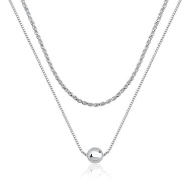 Imagem de Colar Duas Voltas Mix Correntes Prata 925