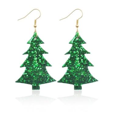 Imagem de Brincos femininos de couro sintético de Natal Papai Noel, engraçado, chique, em camadas, com lantejoulas, chapéu vermelho, barba branca, couro poliuretano, leves, brincos pendentes grandes para festas