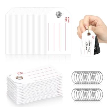 Imagem de 250 etiquetas de chave vermelhas com etiquetas etiquetas de papel branco com anéis 3,3 x 6,9 cm etiquetas de chaveiro para escrever em massa etiquetas de etiquetagem de bagagem para marcadores de