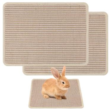 Imagem de Quilax 2 peças de almofadas para arranhar coelhos, 40,6 x 30,5 cm, tapete de arranhar coelho natural para garras e dentes, brinquedos de coelho para coelhos em ambientes internos, almofada de coelhos